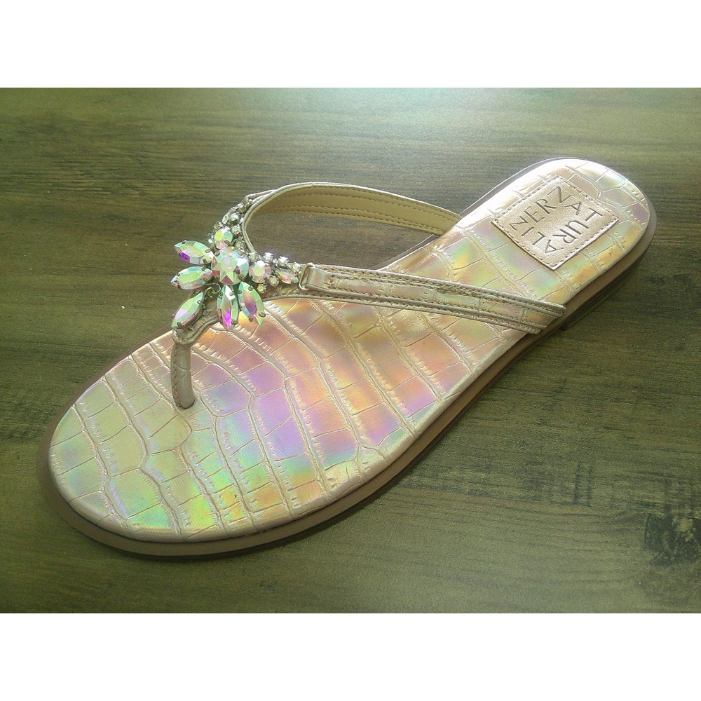 Naturalizer Liliana Metallic Thong Sandals - Women's 8 M - Rose Gold